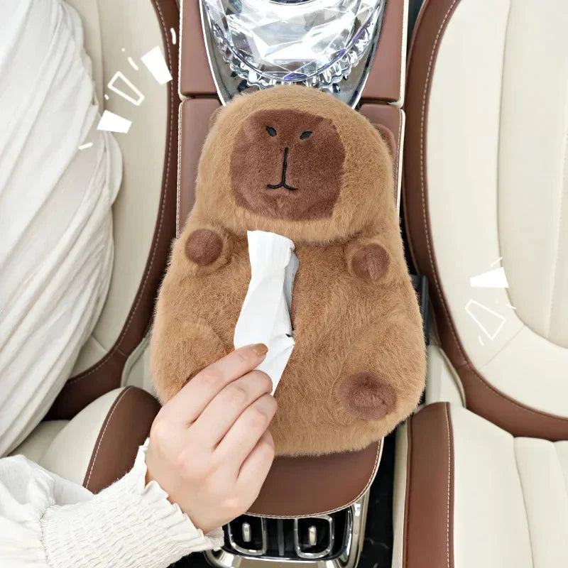 Adorable Capybara Plush Tissue Box Cover for a Cozy Touch