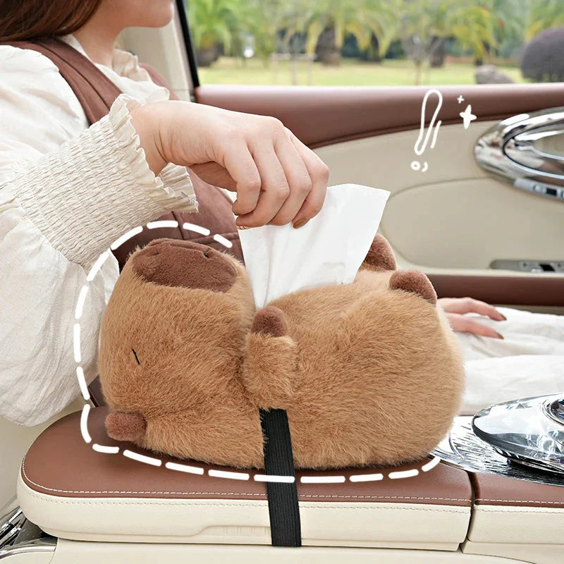 Adorable Capybara Plush Tissue Box Cover for a Cozy Touch