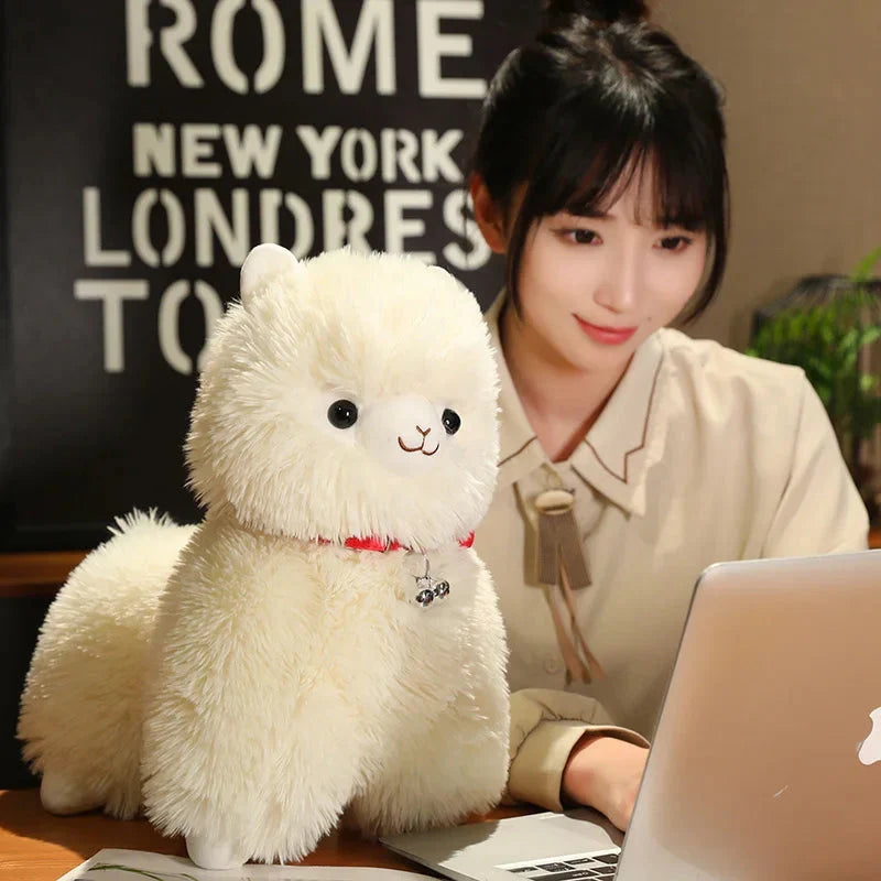 Adorable Fluffy Alpaca and Llama Plush Toys with Charming Bells