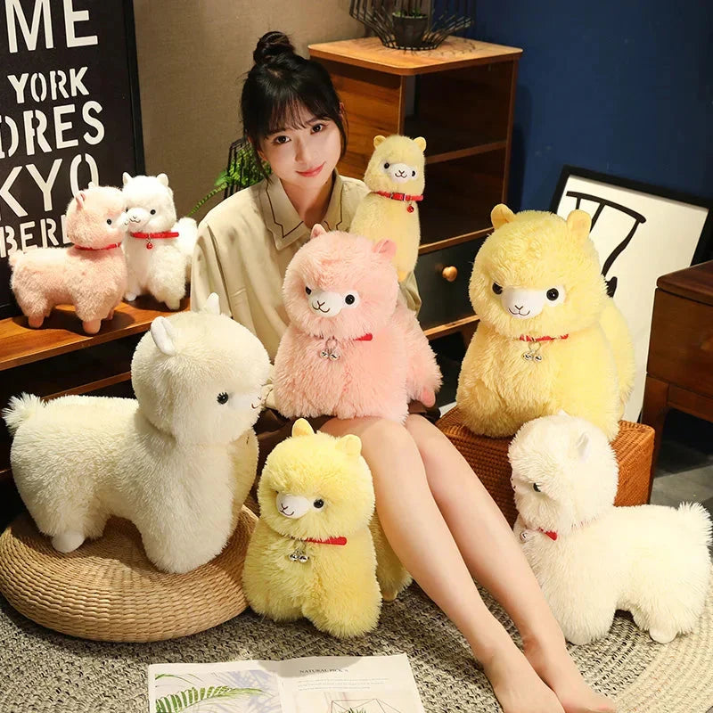 Adorable Fluffy Alpaca and Llama Plush Toys with Charming Bells
