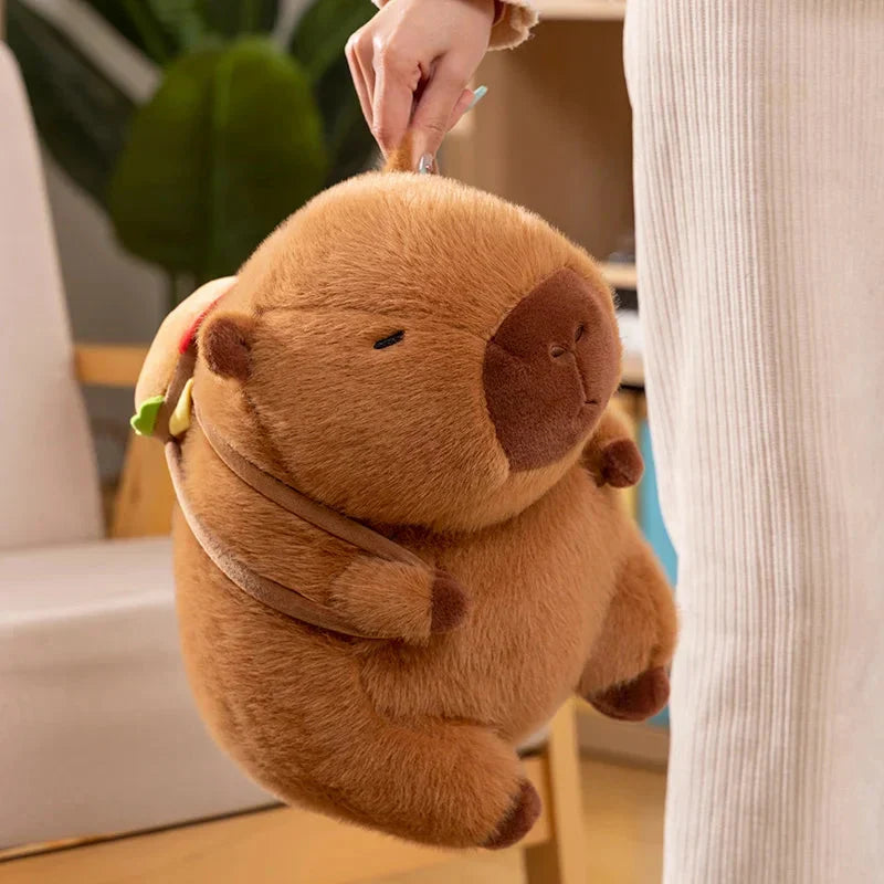 Delightful Fluffy Capybara Burger Bag Plush Toys