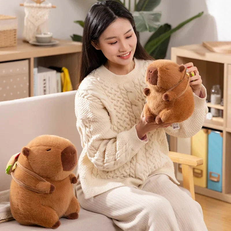 Delightful Fluffy Capybara Burger Bag Plush Toys