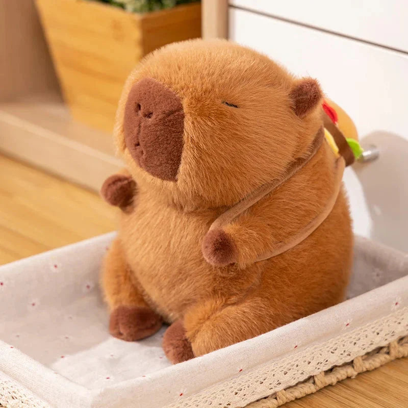 Adorable Fluffy Capybara Burger Bag Plush Toys