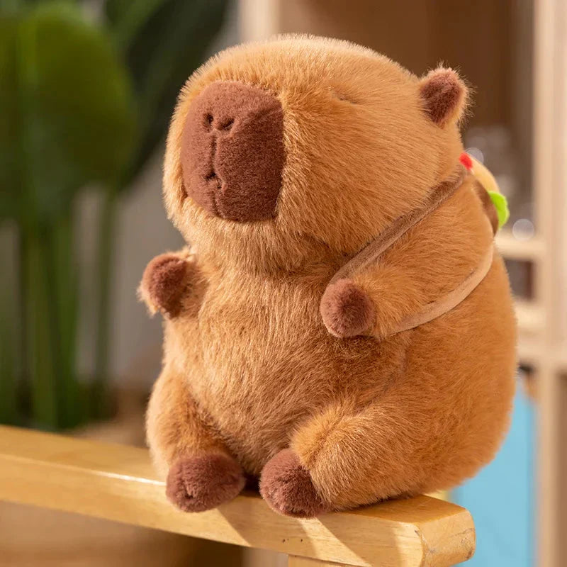 Delightful Fluffy Capybara Burger Bag Plush Toys