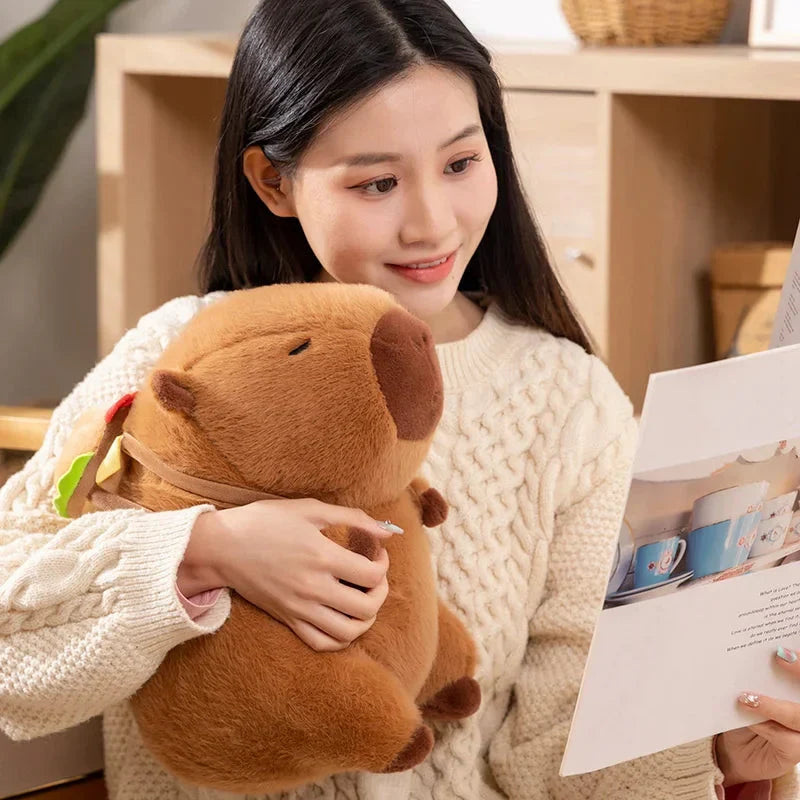 Adorably Fluffy Capybara Burger Plush Bags