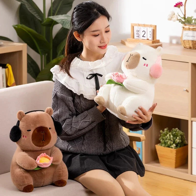 Adorable Fluffy Capybara and Monkey Plushie Friends