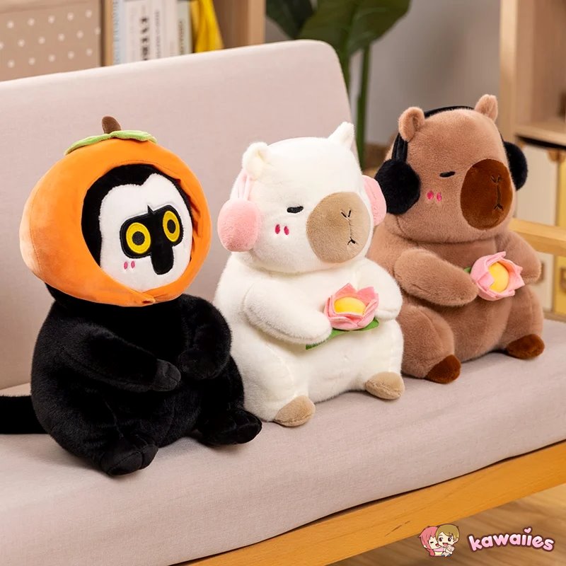 Adorable Fluffy Capybara & Monkey Buddy Plushies