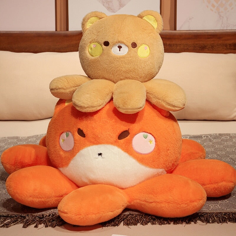 Adorable Fluffy Plushies: Octo-Animal Fox, Cat, Bunny, and Bear Collection