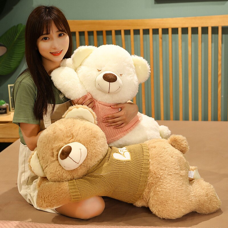 Adorable Fluffy Brown and White Dog Bear Plush Toy for Cozy Cuddles
