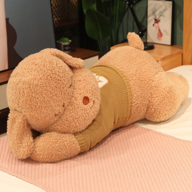 Adorable Fluffy Brown and White Dog Bear Plush Toy for Cozy Cuddles