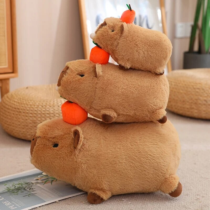 Cozy Capybara Cuddle Buddy with Vibrant Orange Plushie