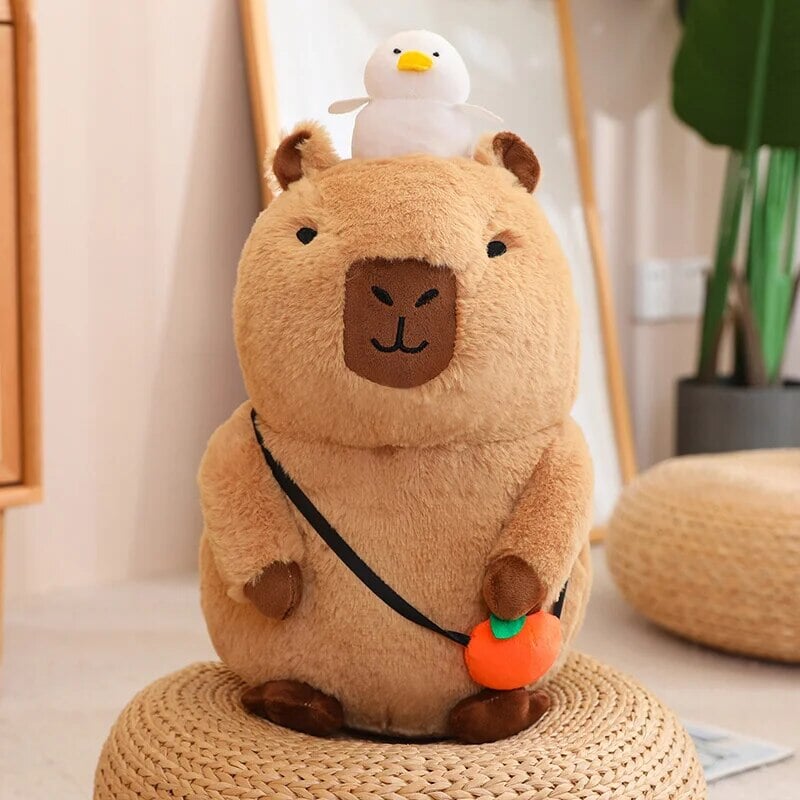 Cozy Capybara Cuddle Buddy with Vibrant Orange Plushie