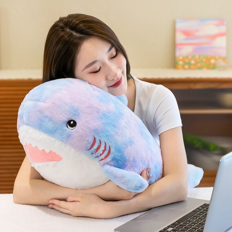 Vibrant Fuzzy Rainbow Shark Stuffed Animal