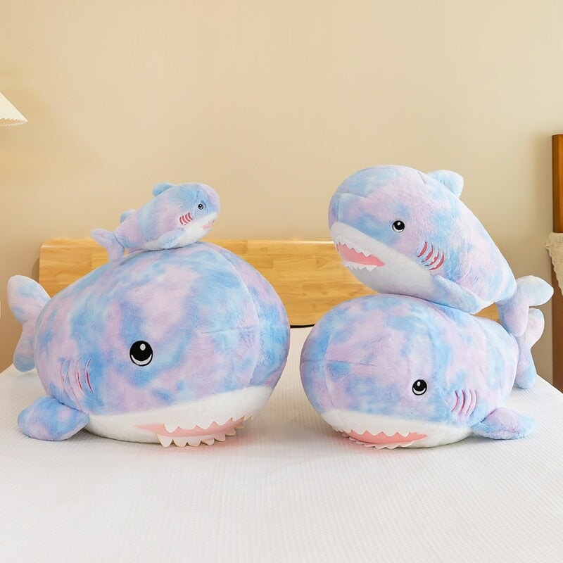 Vibrant Fuzzy Rainbow Shark Stuffed Animal