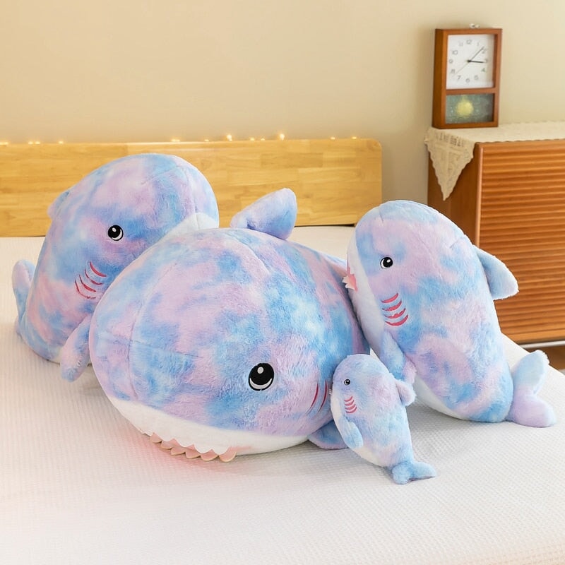 Vibrant Fuzzy Rainbow Shark Plush Toy