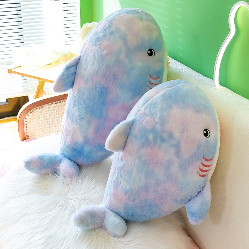 Vibrant Fuzzy Rainbow Shark Plush Toy