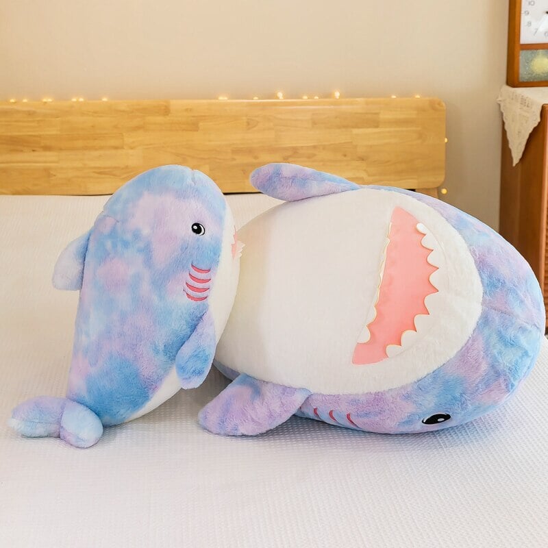 Vibrant Fuzzy Rainbow Shark Stuffed Animal