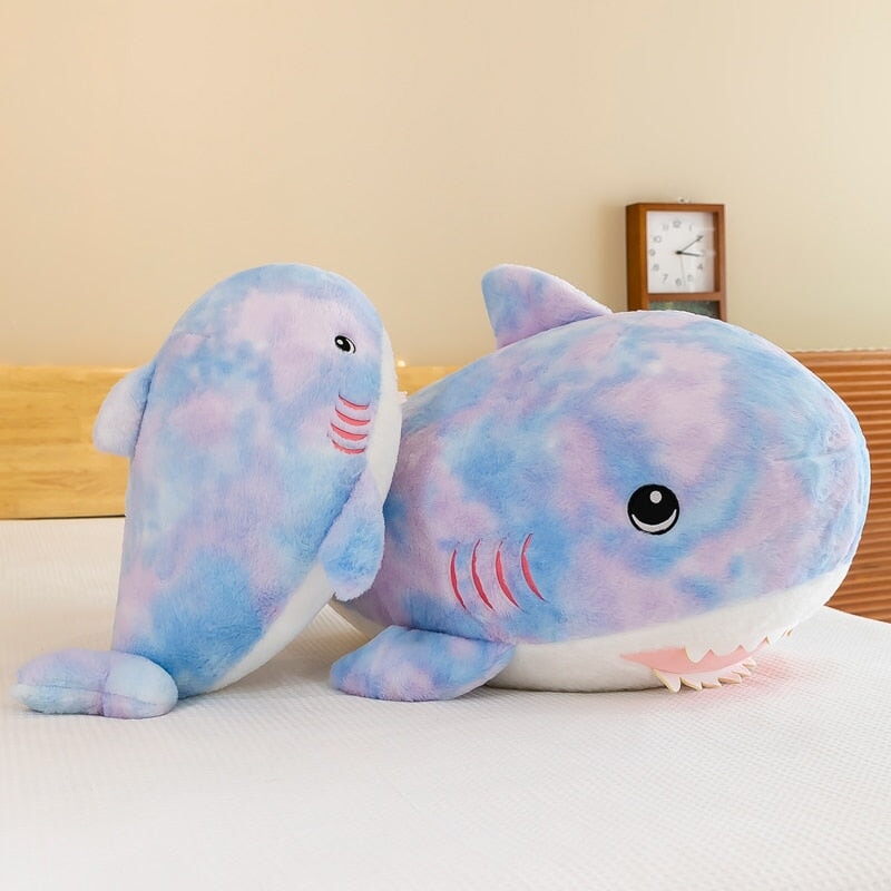 Vibrant Fuzzy Rainbow Shark Plush Toy