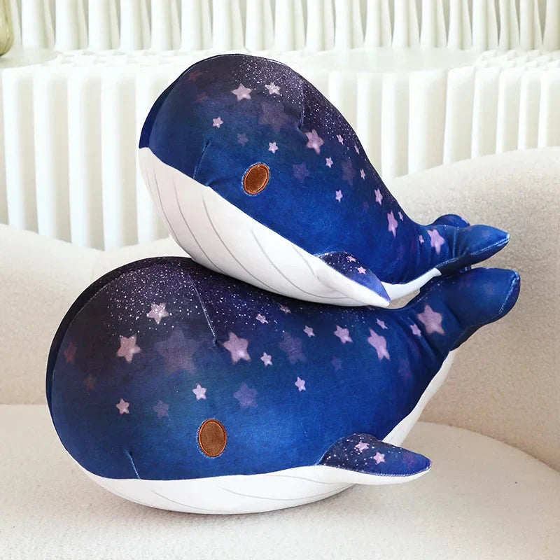 Adorable Galaxy-Inspired Kawaii Blue and Pink Whale Plush Toys