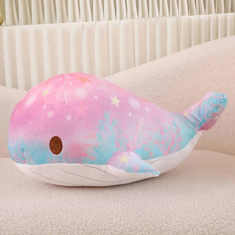 Adorable Galaxy-Inspired Kawaii Blue and Pink Whale Plush Toys