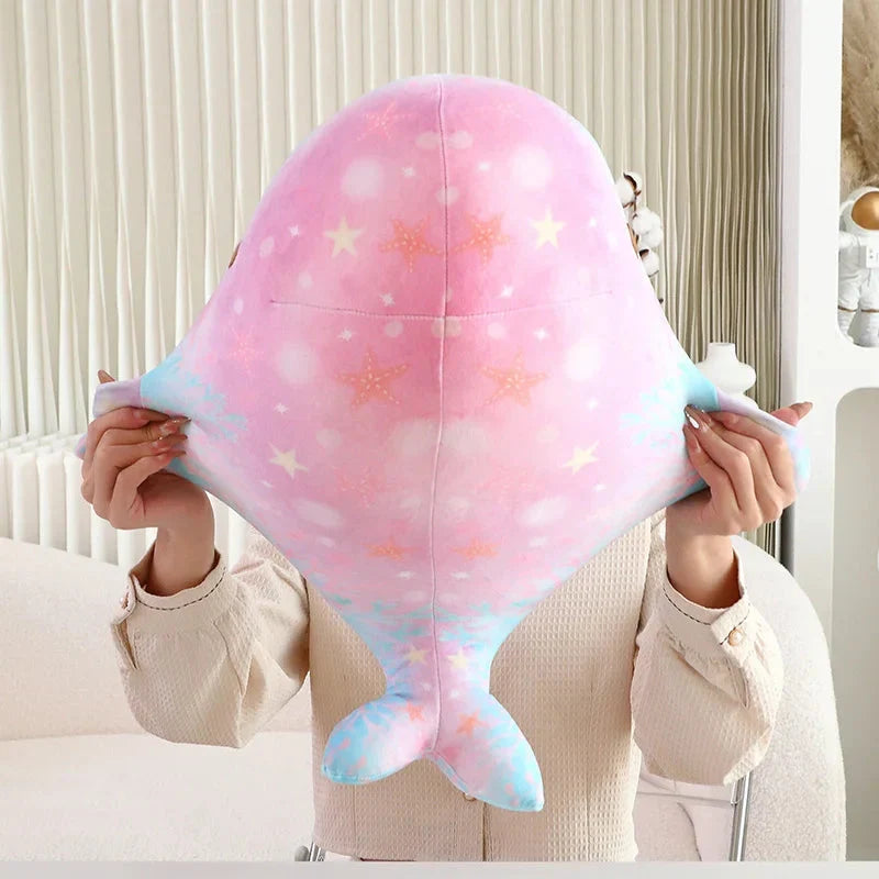Adorable Galaxy-Inspired Kawaii Blue and Pink Whale Plush Toys