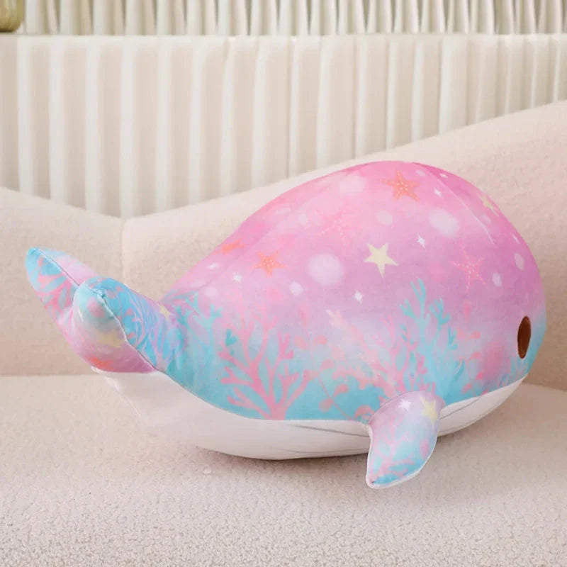 Adorable Galaxy-Inspired Kawaii Blue and Pink Whale Plush Toys