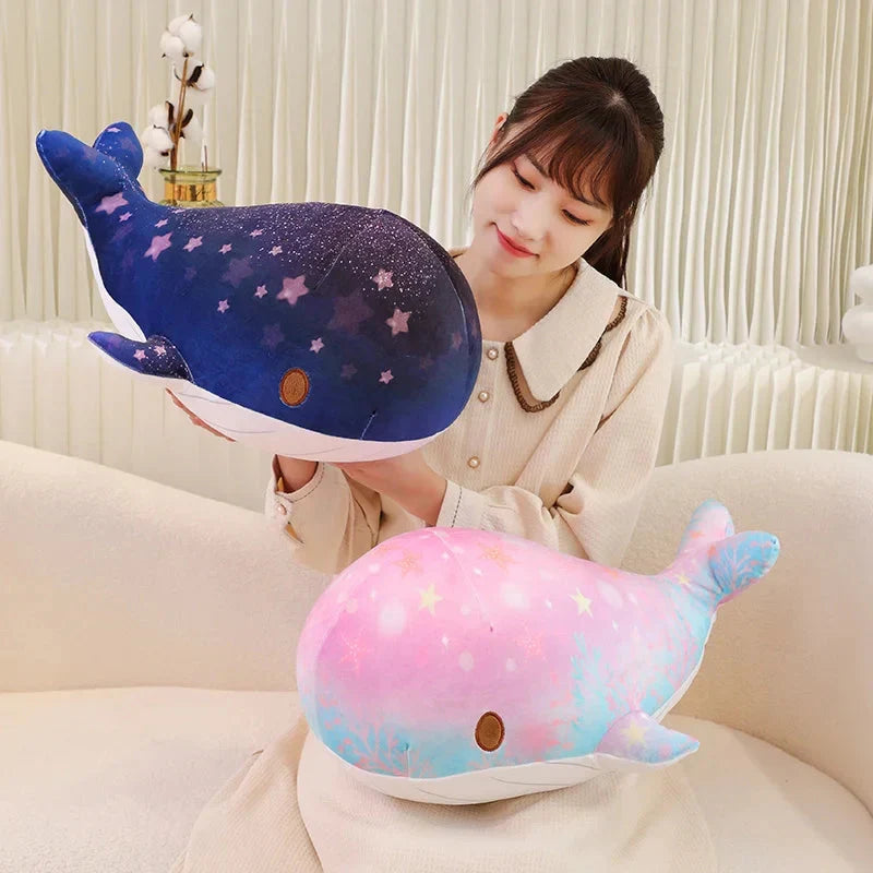 Adorable Galaxy-Inspired Kawaii Blue and Pink Whale Plush Toys