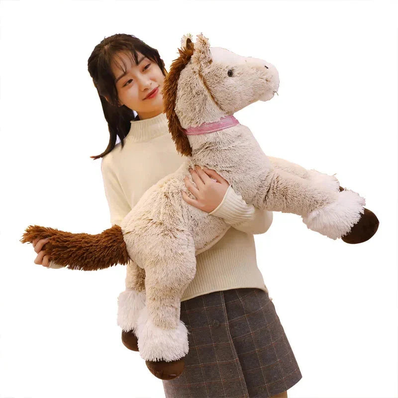Luxuriously Soft and Adorable Giant Brown and Gray Horse Plush Toy