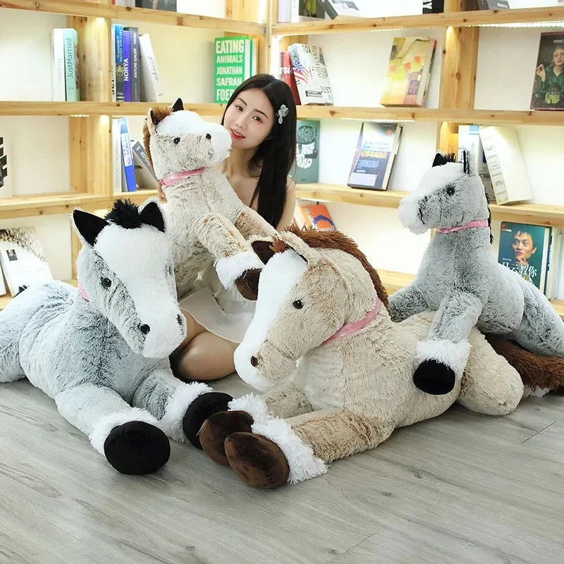 Extra-Large Cozy Brown and Gray Horse Plush Toy