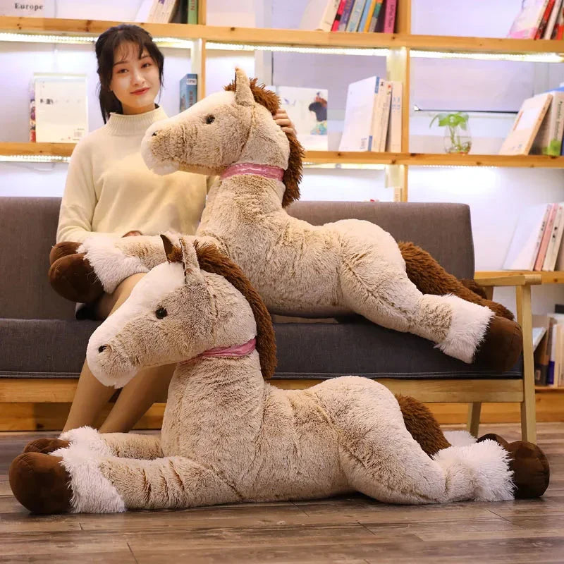 Extra-Large Cozy Brown and Gray Horse Plush Toy