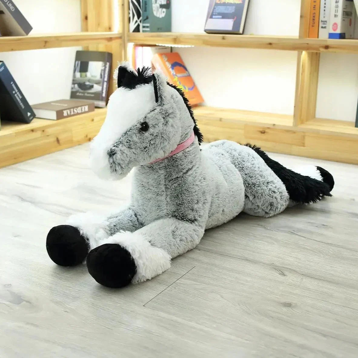 Luxuriously Soft and Adorable Giant Brown and Gray Horse Plush Toy