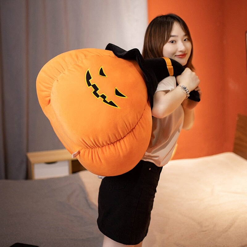 Spooky Pumpkin & Black Hat Plushie Halloween Collection