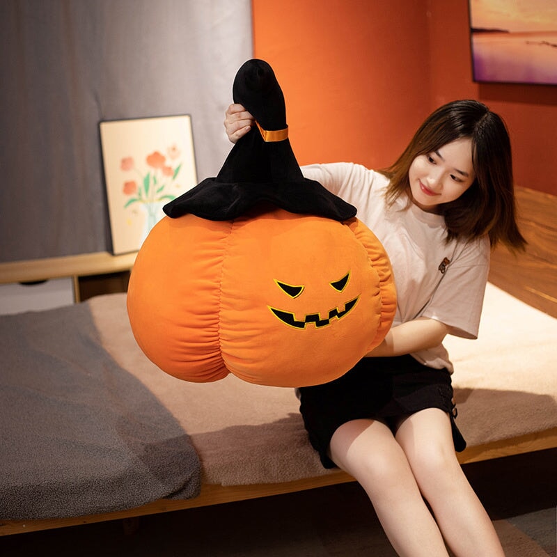 Spooky Pumpkin & Black Hat Plushie Halloween Collection