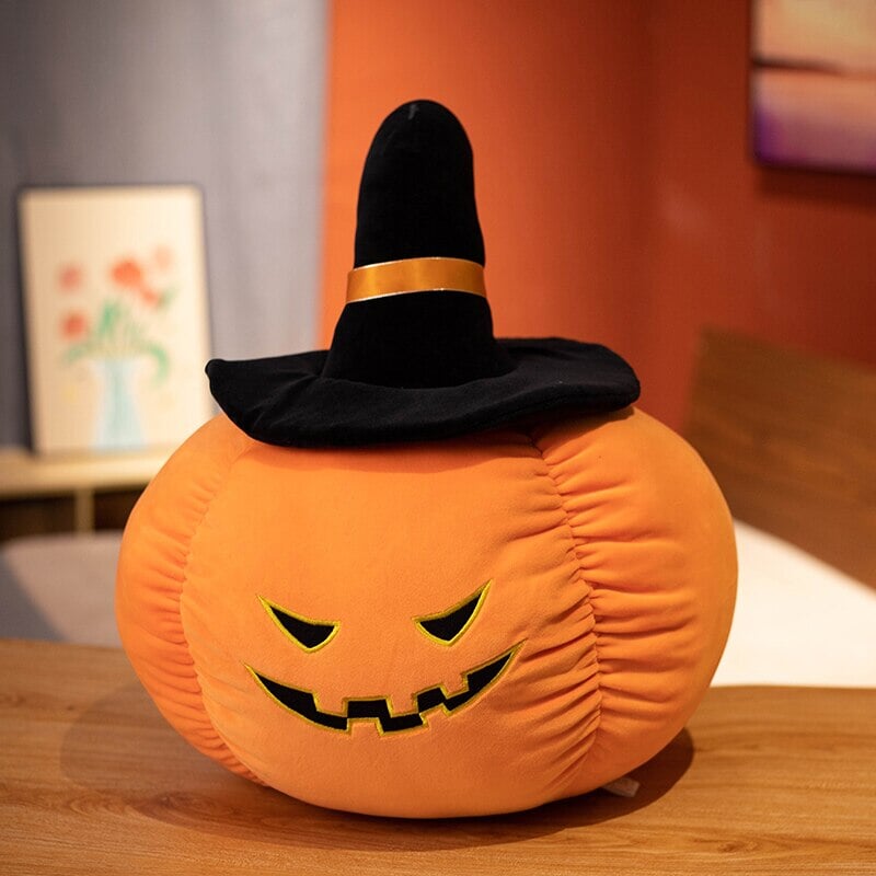 Spooktacular Halloween Pumpkin & Black Hat Plushie Set!