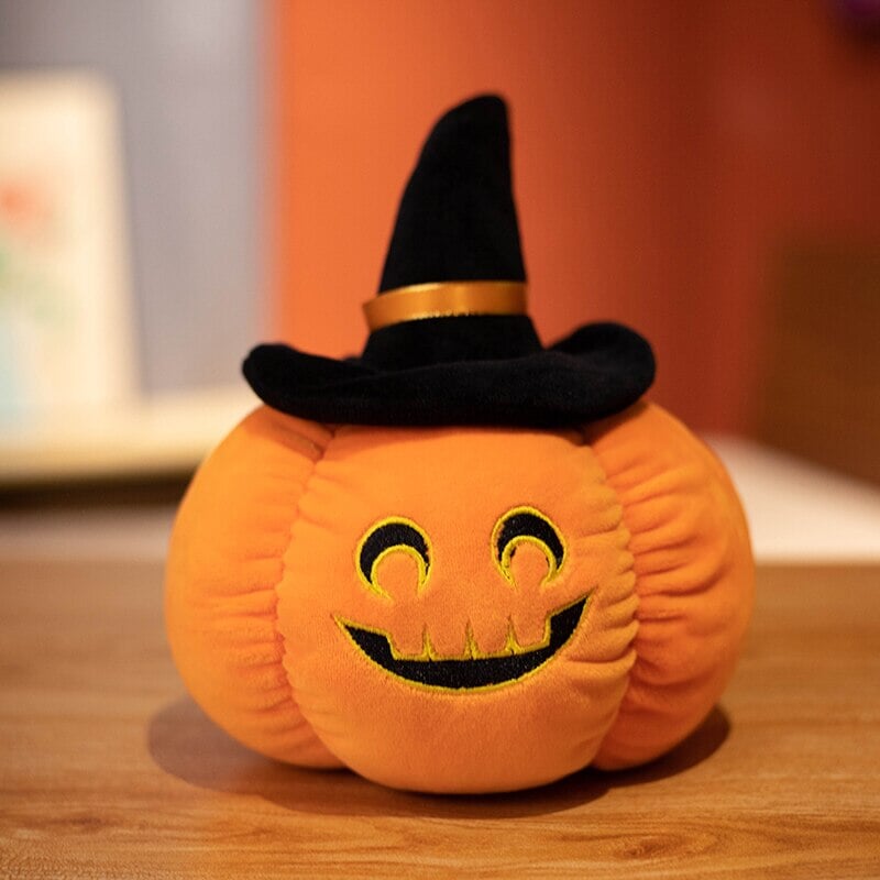 Spooky Pumpkin & Black Hat Plushie Halloween Collection