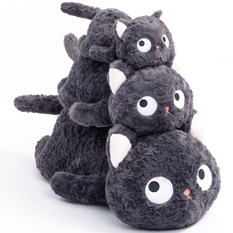 Adorable Laying Jiji the Fluffy Black Cat Plush Toy