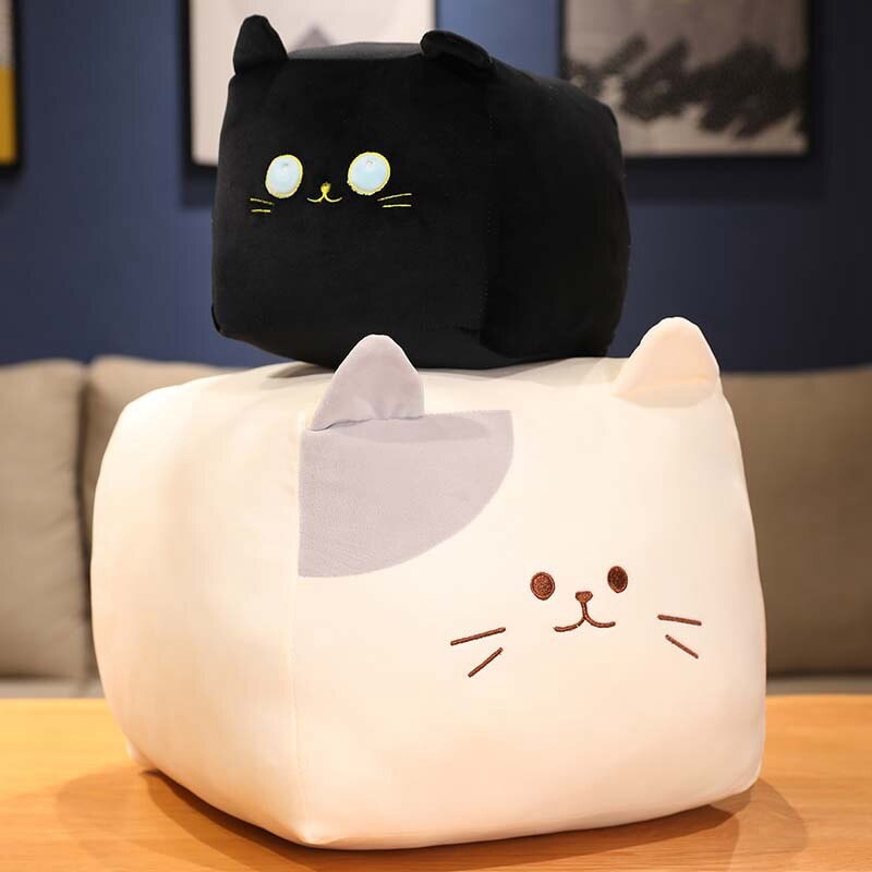 Adorable Black and White Cube Cat Plush Toys