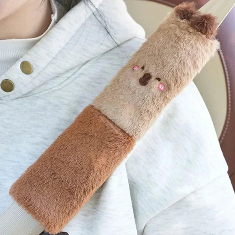 Adorable Kawaii Capybara Plush Car Seat Belt Cover - Fun Shoulder Strap Accessory!