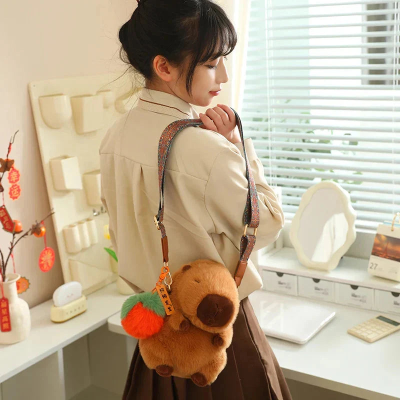 Adorable Fluffy Capybara Plush Toys with Convenient Strap