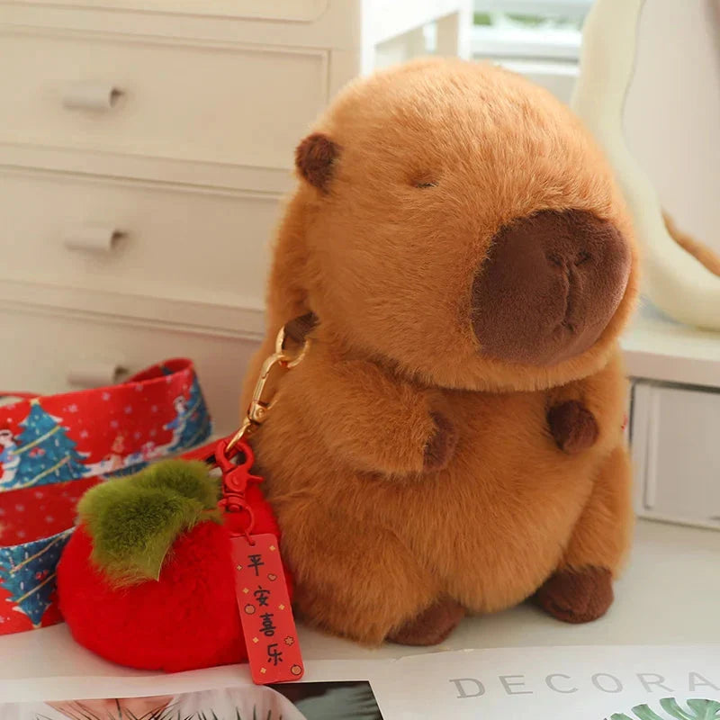 Adorable Fluffy Capybara Plush Toys with Convenient Strap