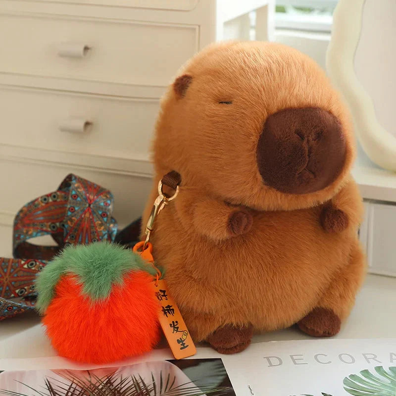 Adorable and Soft Fluffy Capybara Plush Toys with Adjustable Strap
