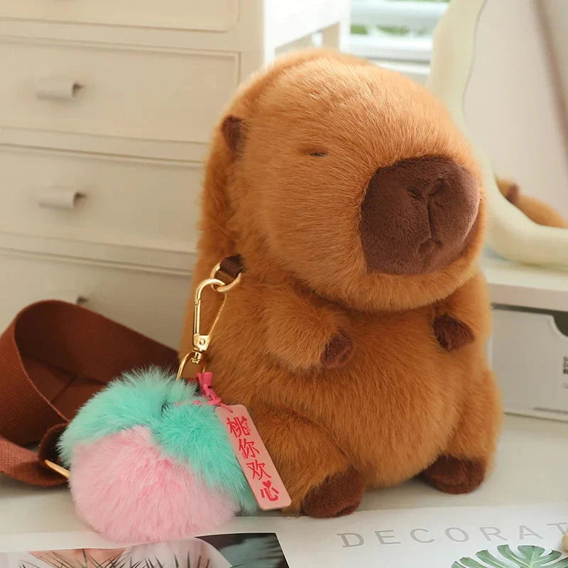 Adorable Fluffy Capybara Plush Toys with Convenient Strap