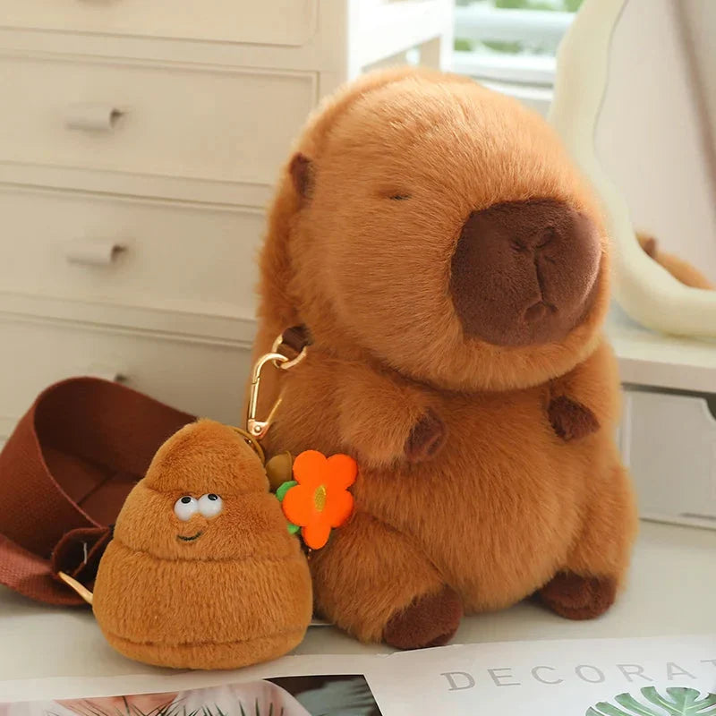 Adorable Fluffy Capybara Plush Toys with Convenient Strap