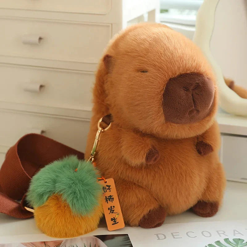 Adorable Fluffy Capybara Plush Toys with Convenient Strap