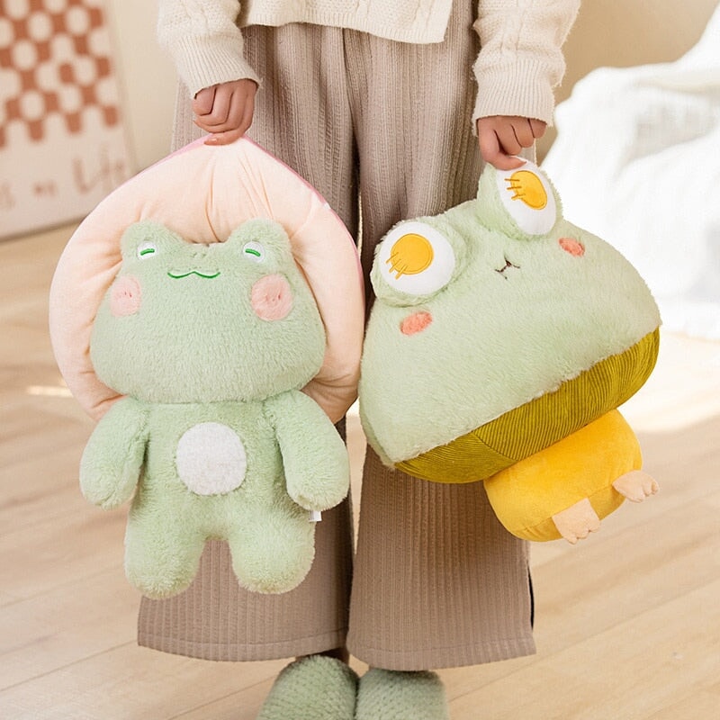 Adorable Fluffy Mushroom Frog Family Cuddly Plush Toys