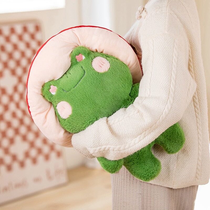 Adorable Fluffy Mushroom Frog Family Cuddly Plush Toys