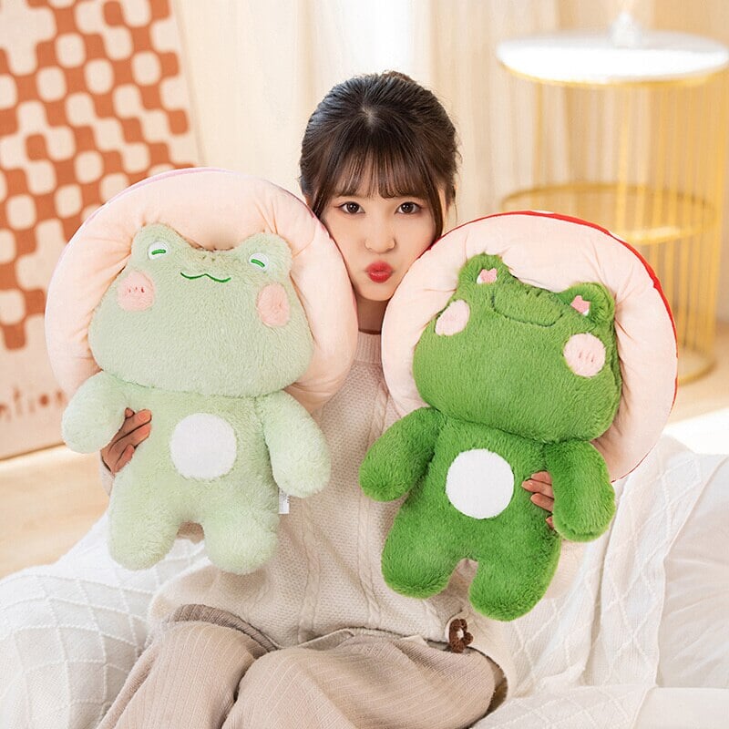 Adorable Fluffy Mushroom Frog Family Cuddly Plush Toys