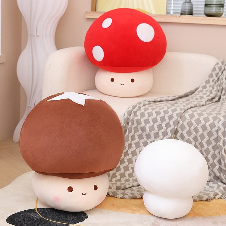 Adorable Red, Brown, and White Mushroom Plushie Collection