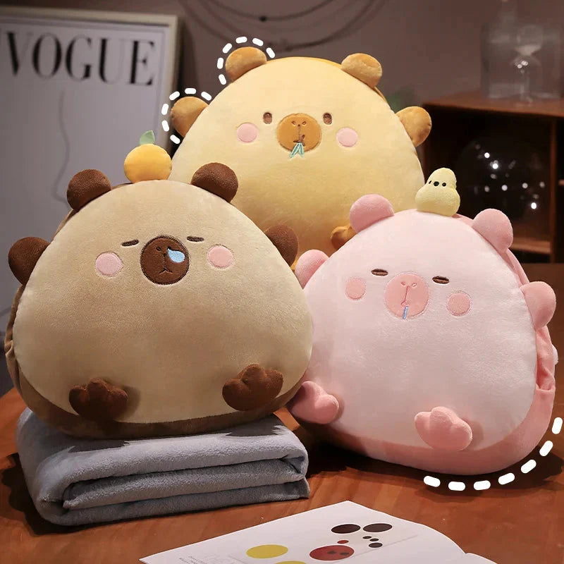 Adorable Triangle Capybara Plush Pillows Complete with Cozy Blanket