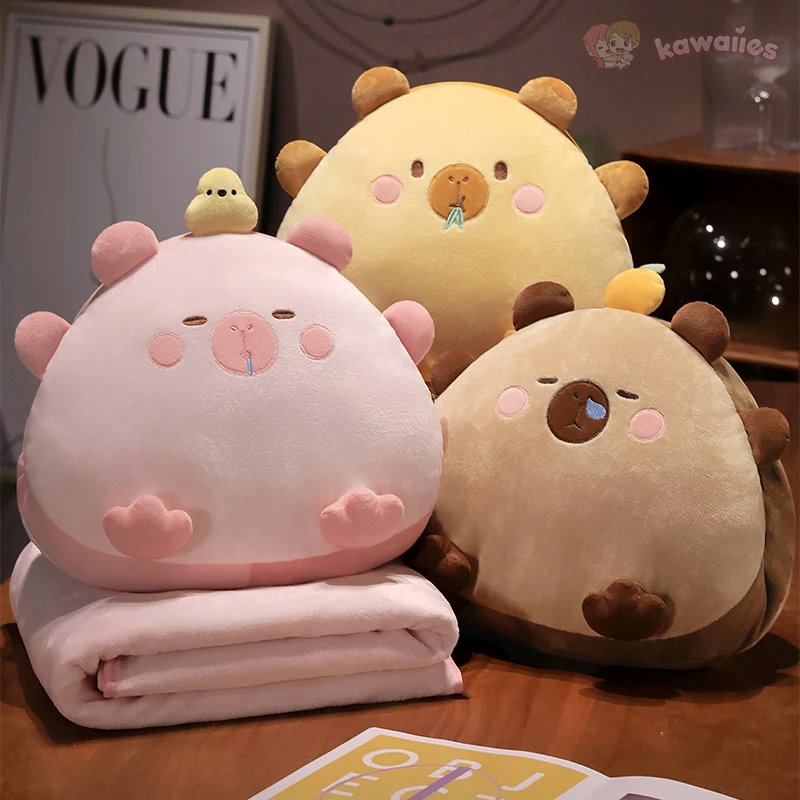 Adorable Triangle Capybara Plush Pillows Complete with Cozy Blanket